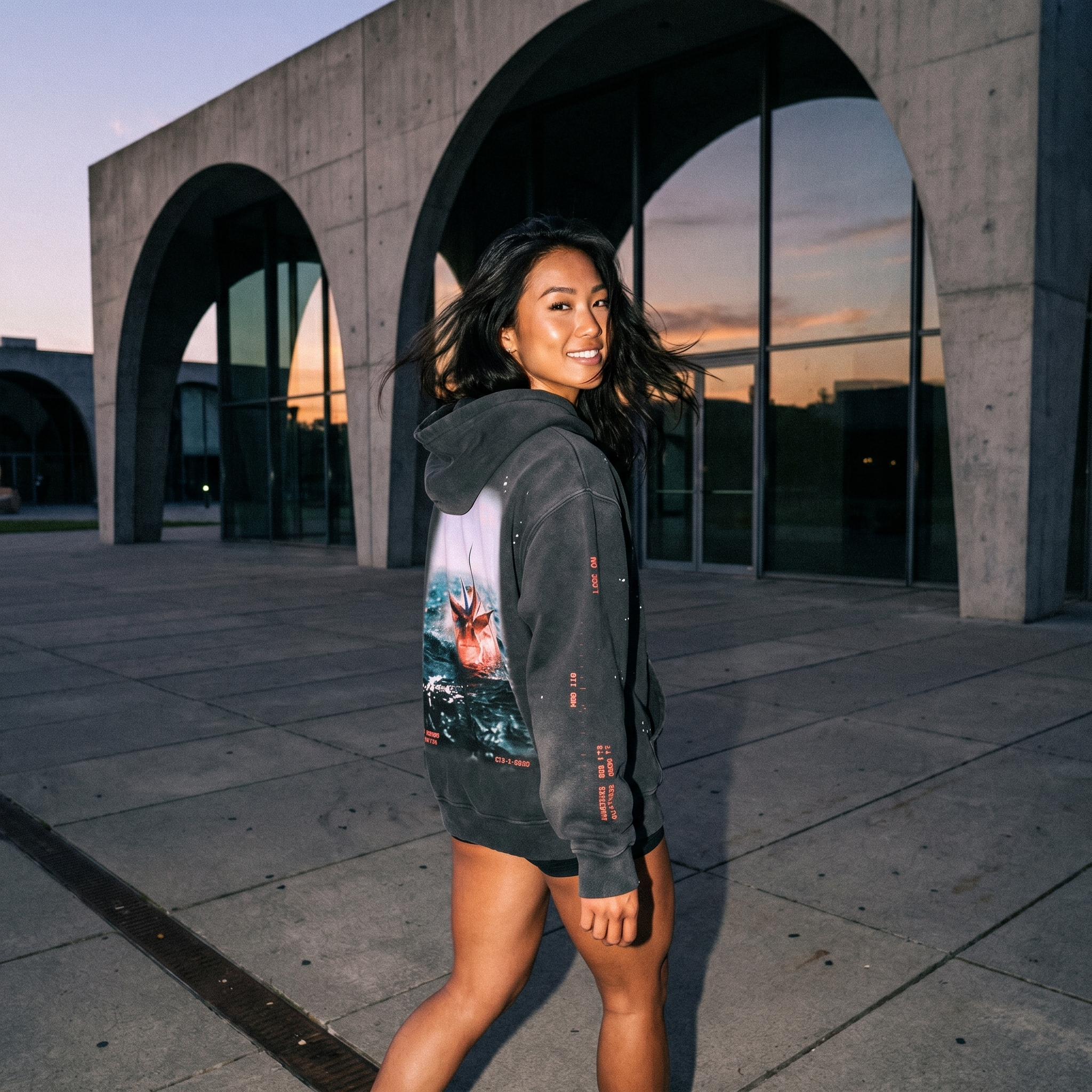 Spiky UFO - Vintage Washed Frayed Fleece Disclosure Hoodie