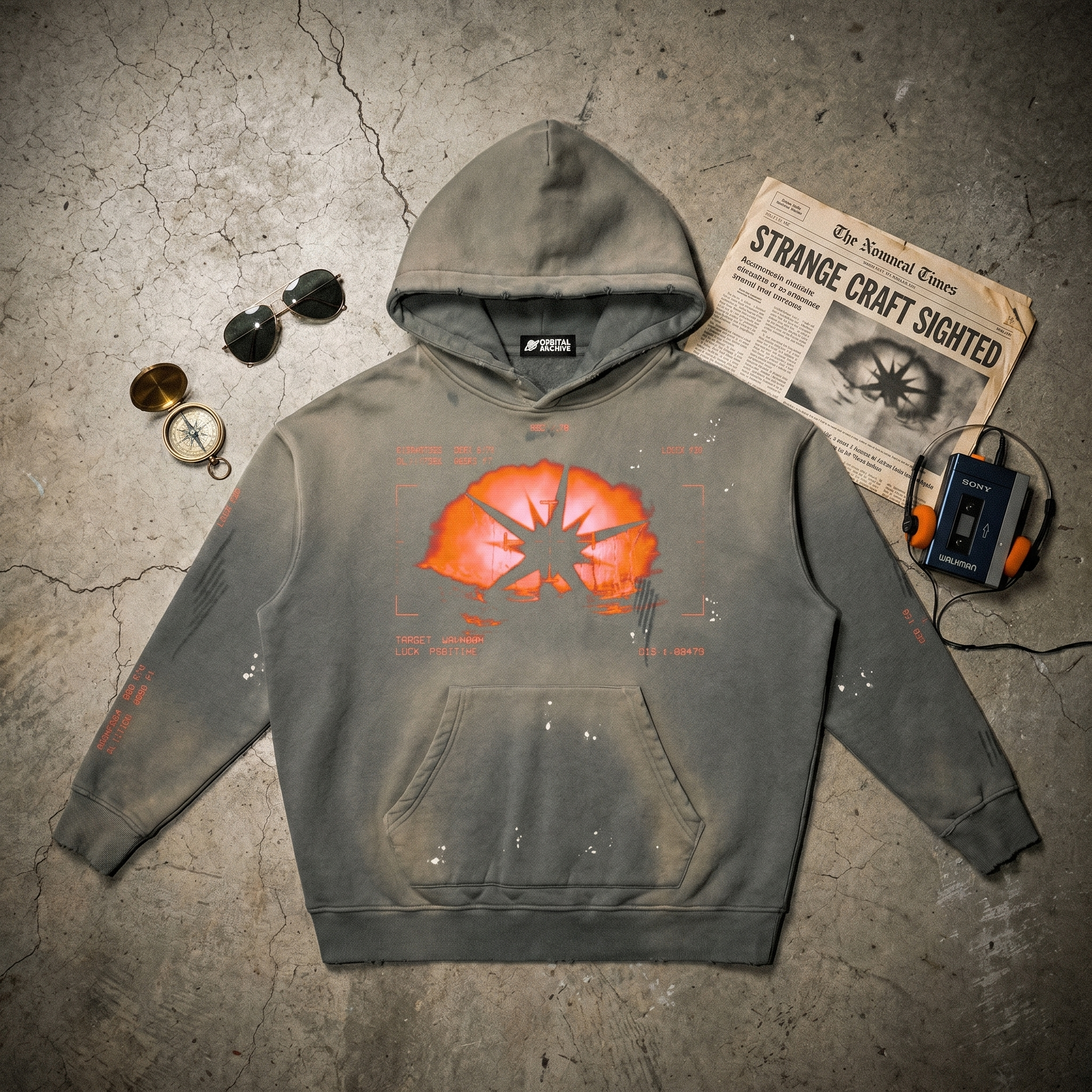 Spiky UFO - Vintage Washed Frayed Fleece Disclosure Hoodie