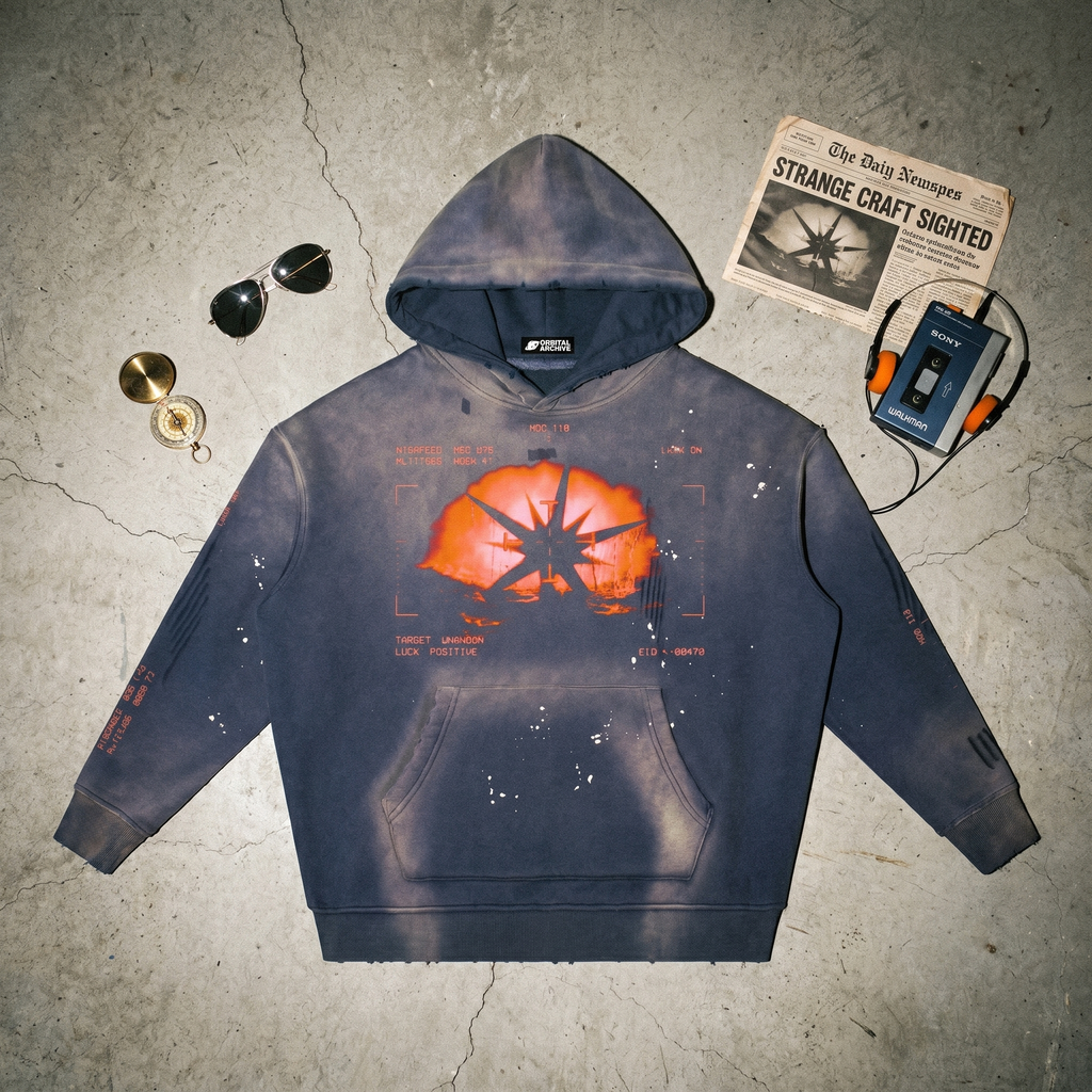 Spiky UFO - Vintage Washed Frayed Fleece Disclosure Hoodie