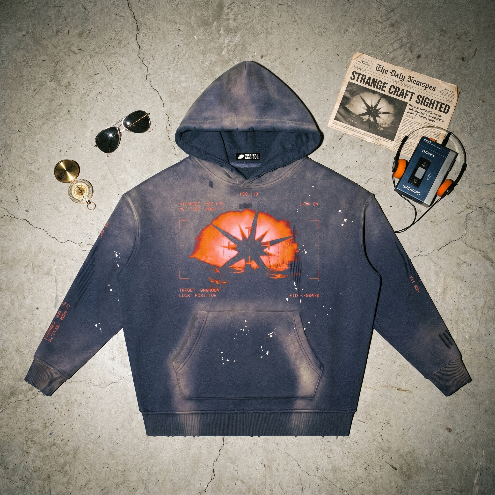 Spiky UFO - Vintage Washed Frayed Fleece Disclosure Hoodie