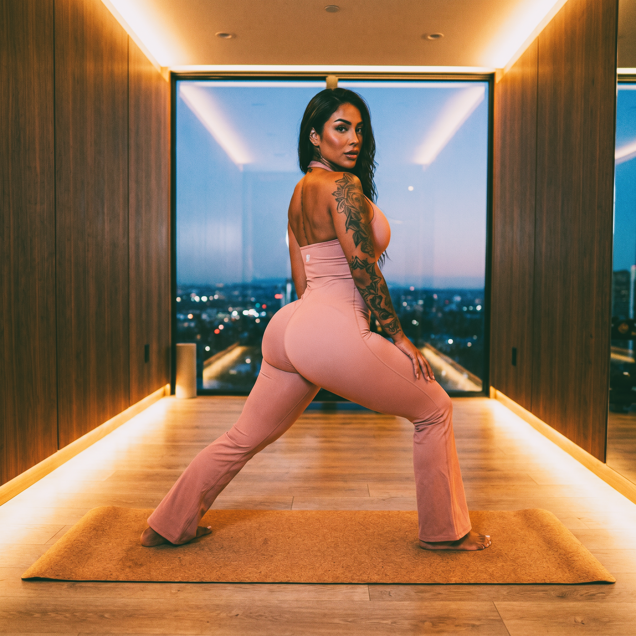Orbital Archive Halter Flared Jumpsuit - Wide Leg Yoga Jumpsuit, Backless Athleisure One Piece, Flare Leg Bodysuit, Women's Workout Romper
