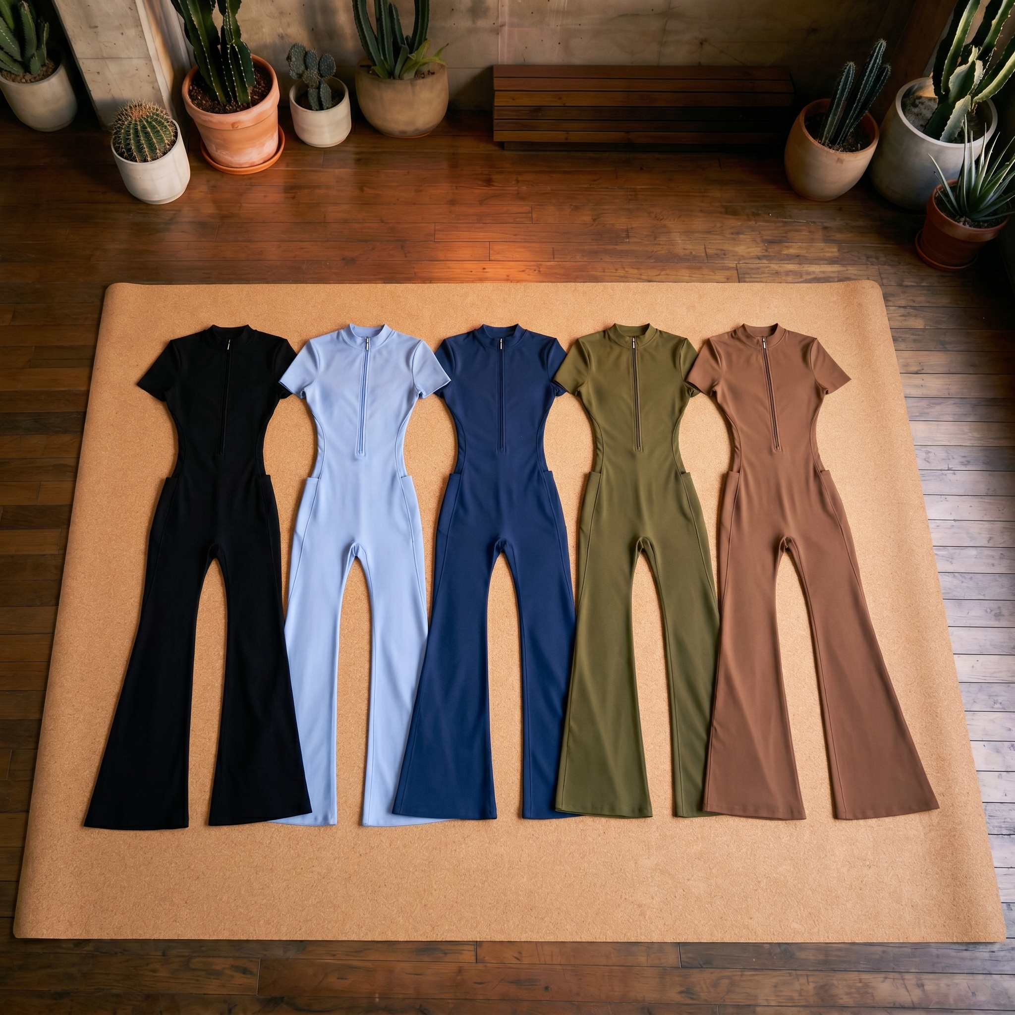 Orbital Archive Women's Tight Flared Leg Quarter-Zip Jumpsuit
