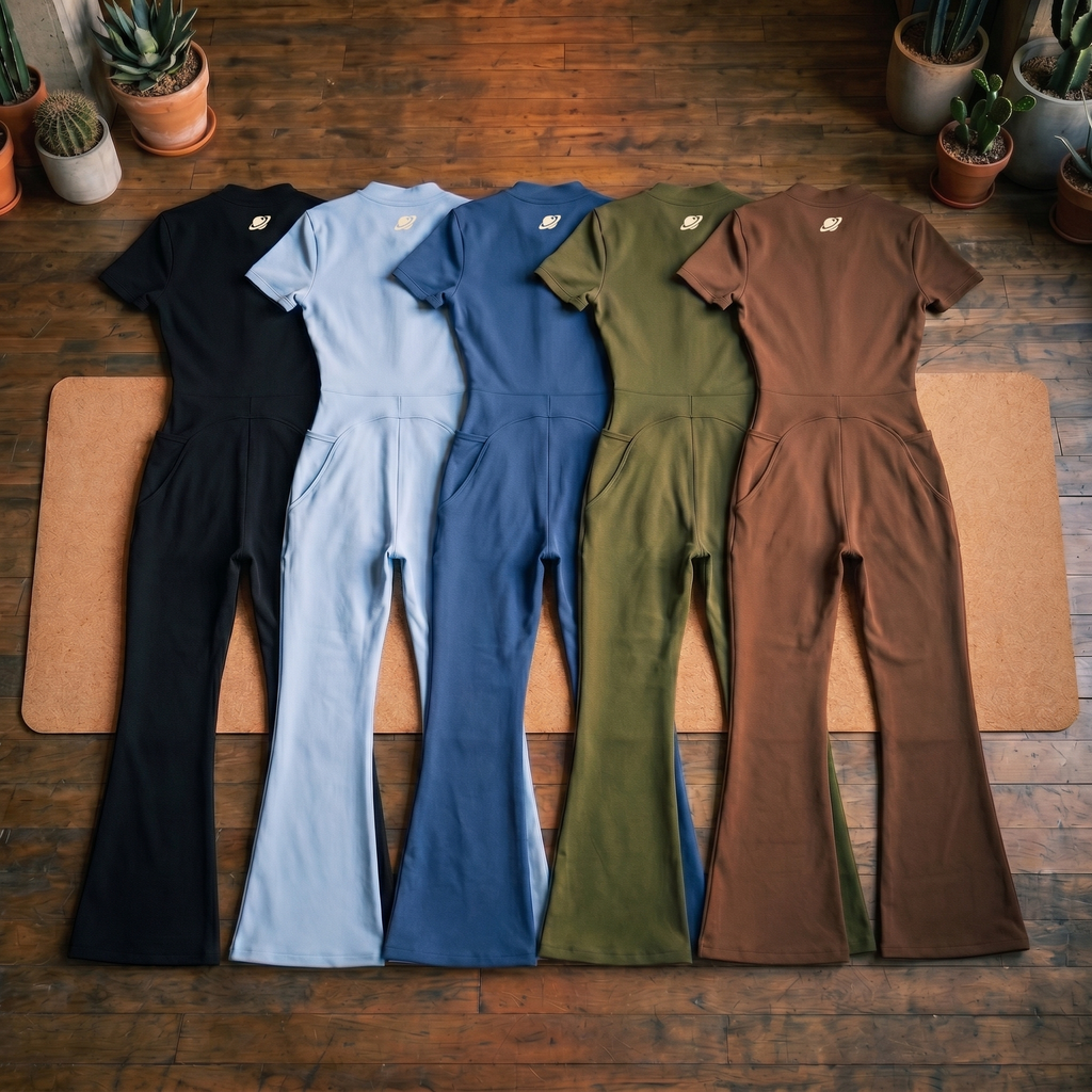 Orbital Archive Women's Tight Flared Leg Quarter-Zip Jumpsuit