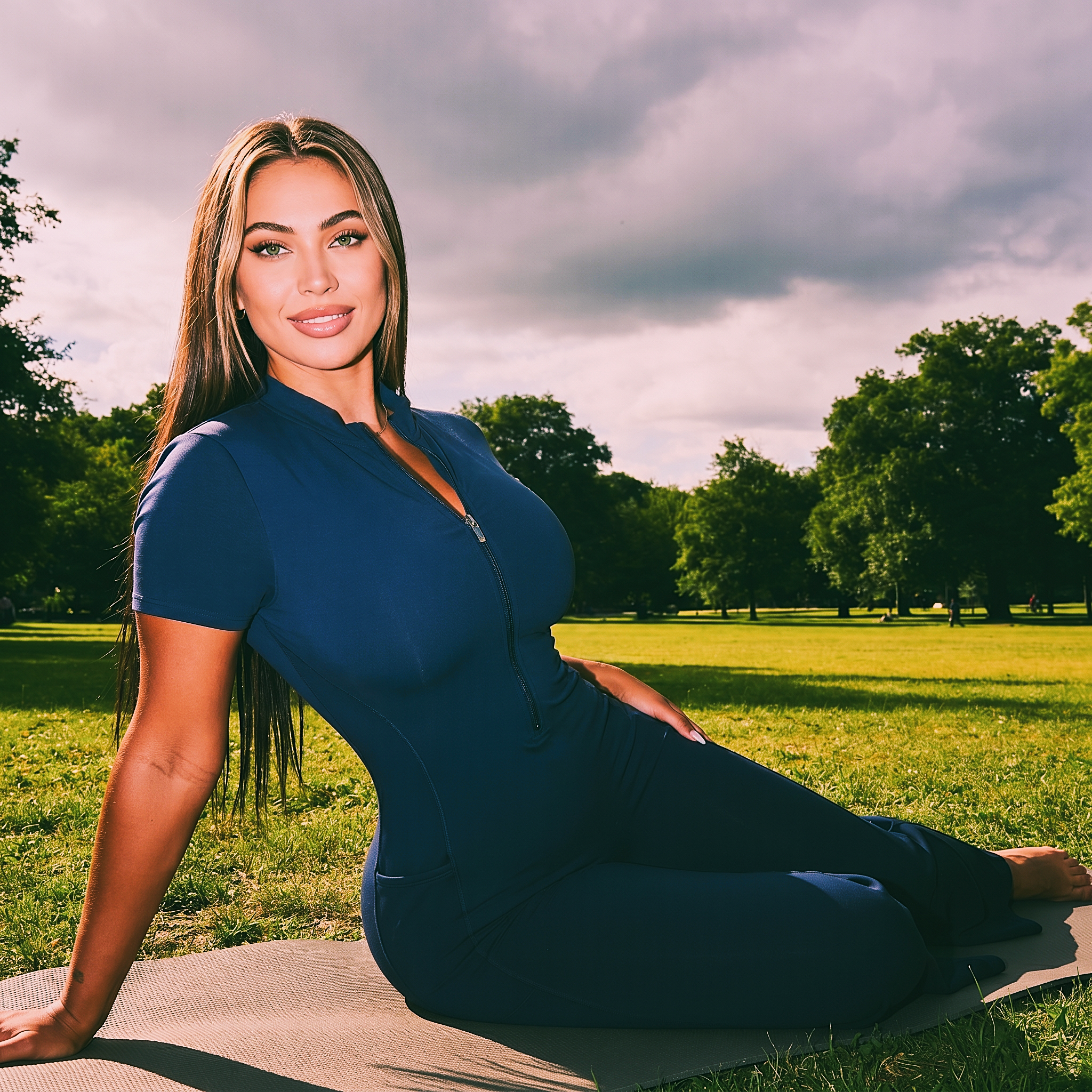 Orbital Archive Women's Tight Flared Leg Quarter-Zip Jumpsuit