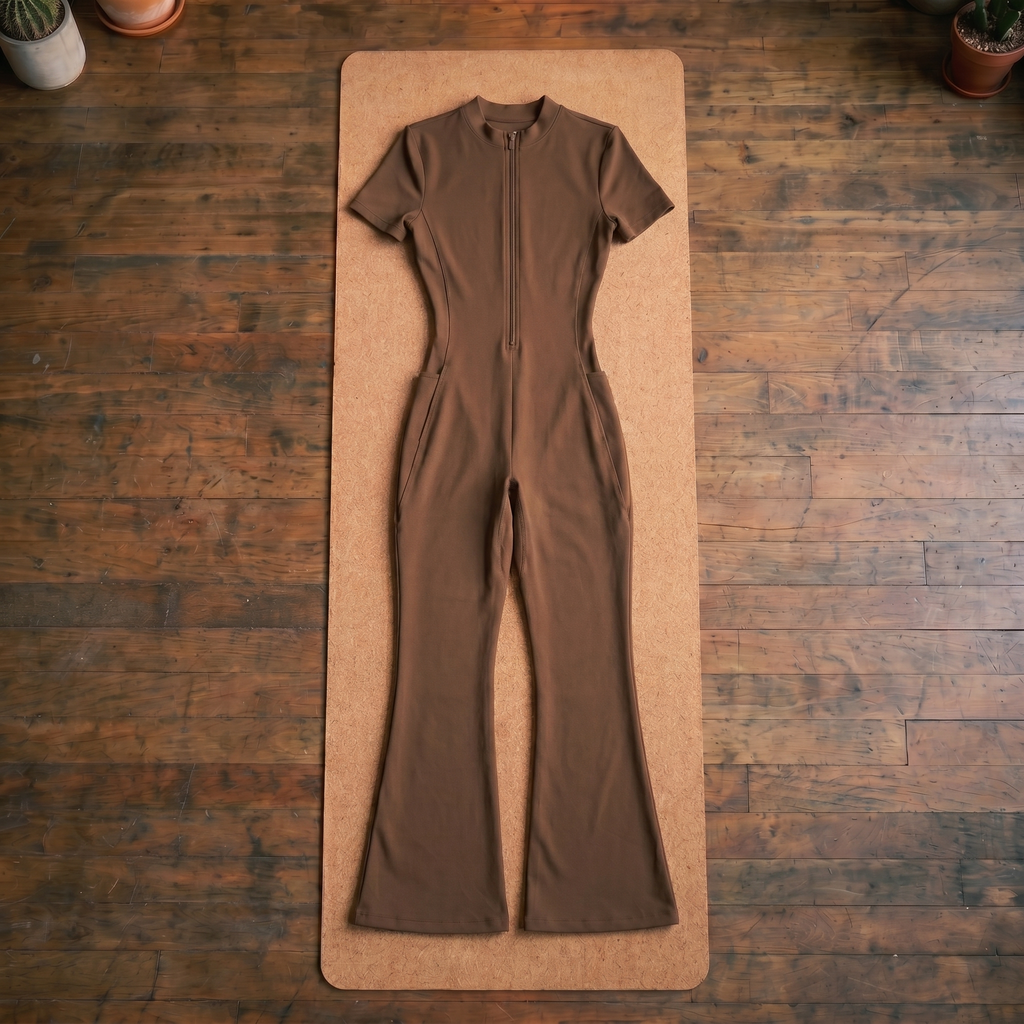 Orbital Archive Women's Tight Flared Leg Quarter-Zip Jumpsuit