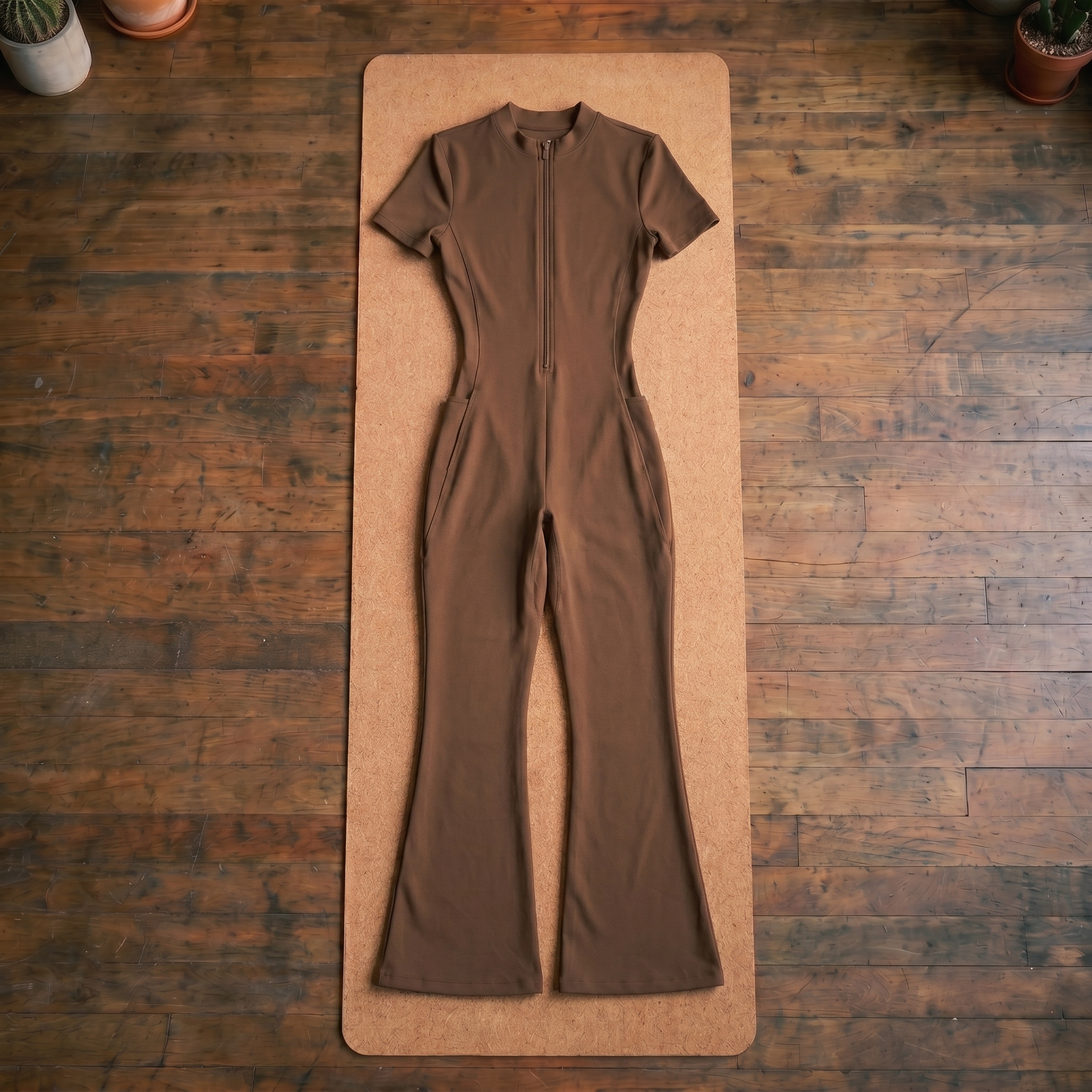 Orbital Archive Women's Tight Flared Leg Quarter-Zip Jumpsuit