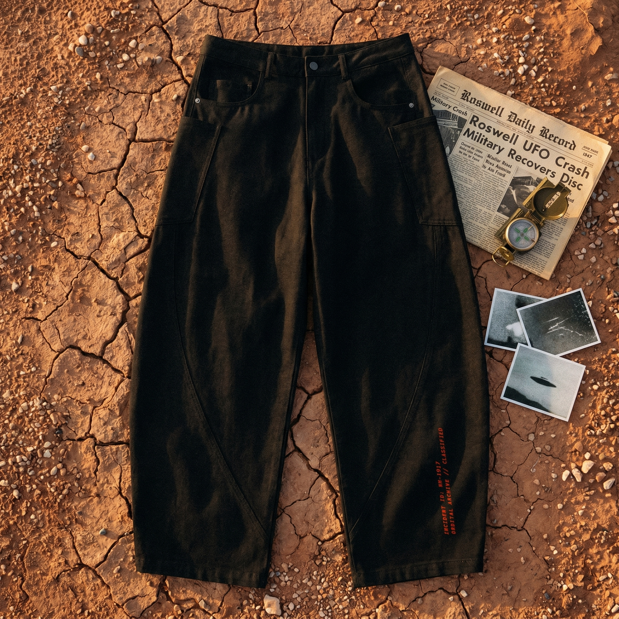 Roswell UFO Crash Classified Men's Barrel Leg Pants //