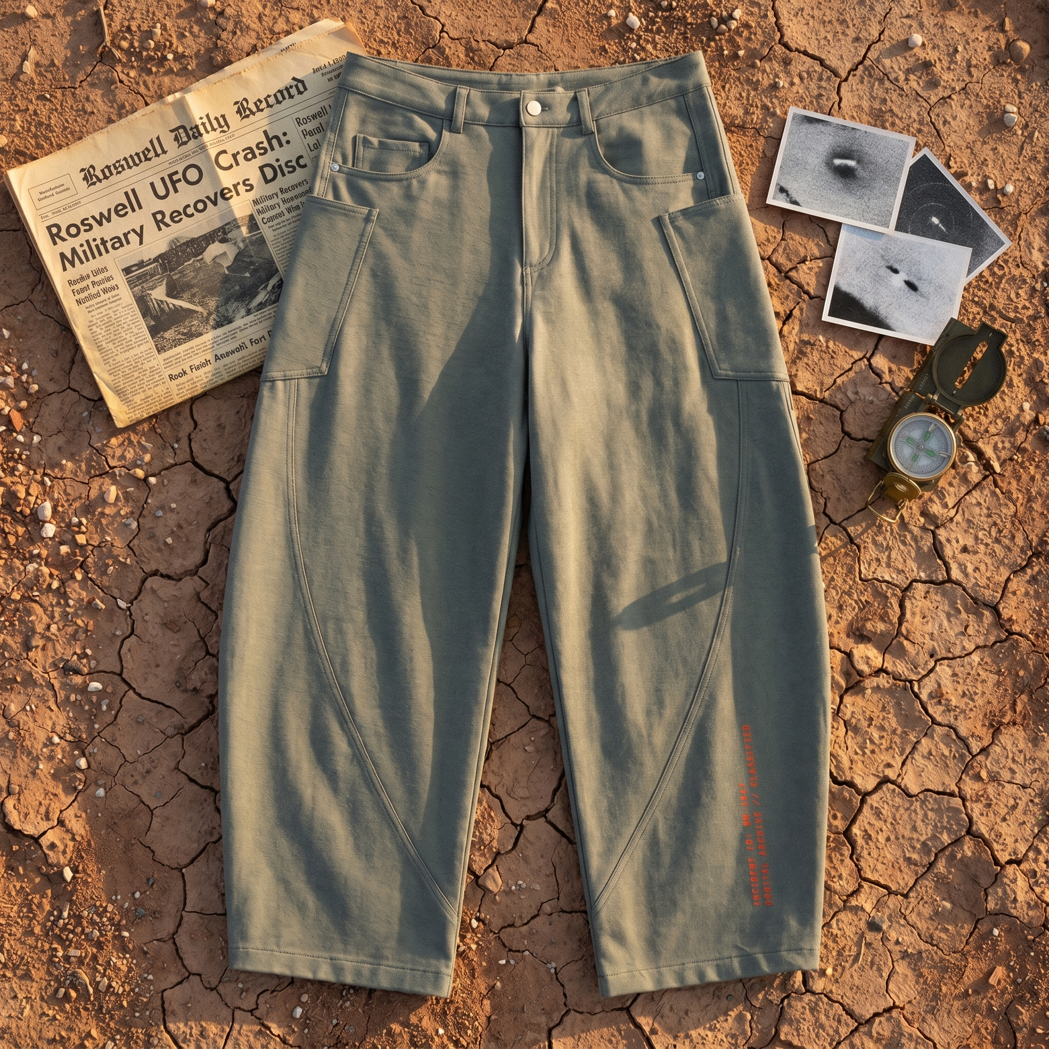 Roswell UFO Crash Classified Men's Barrel Leg Pants //
