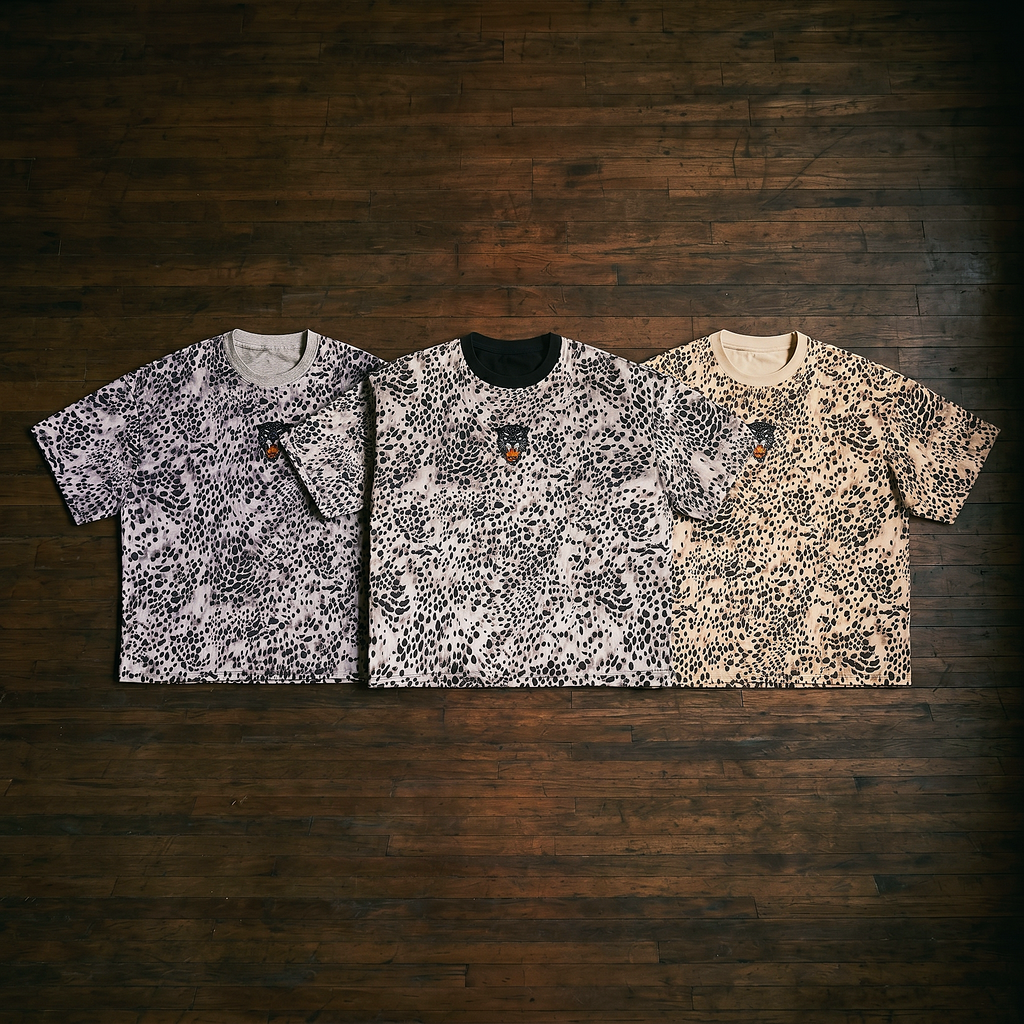 Vintage Space Panther Cheetah Print Boxy T-Shirt | Retro Graphic Tee | Heavyweight Streetwear Tee
