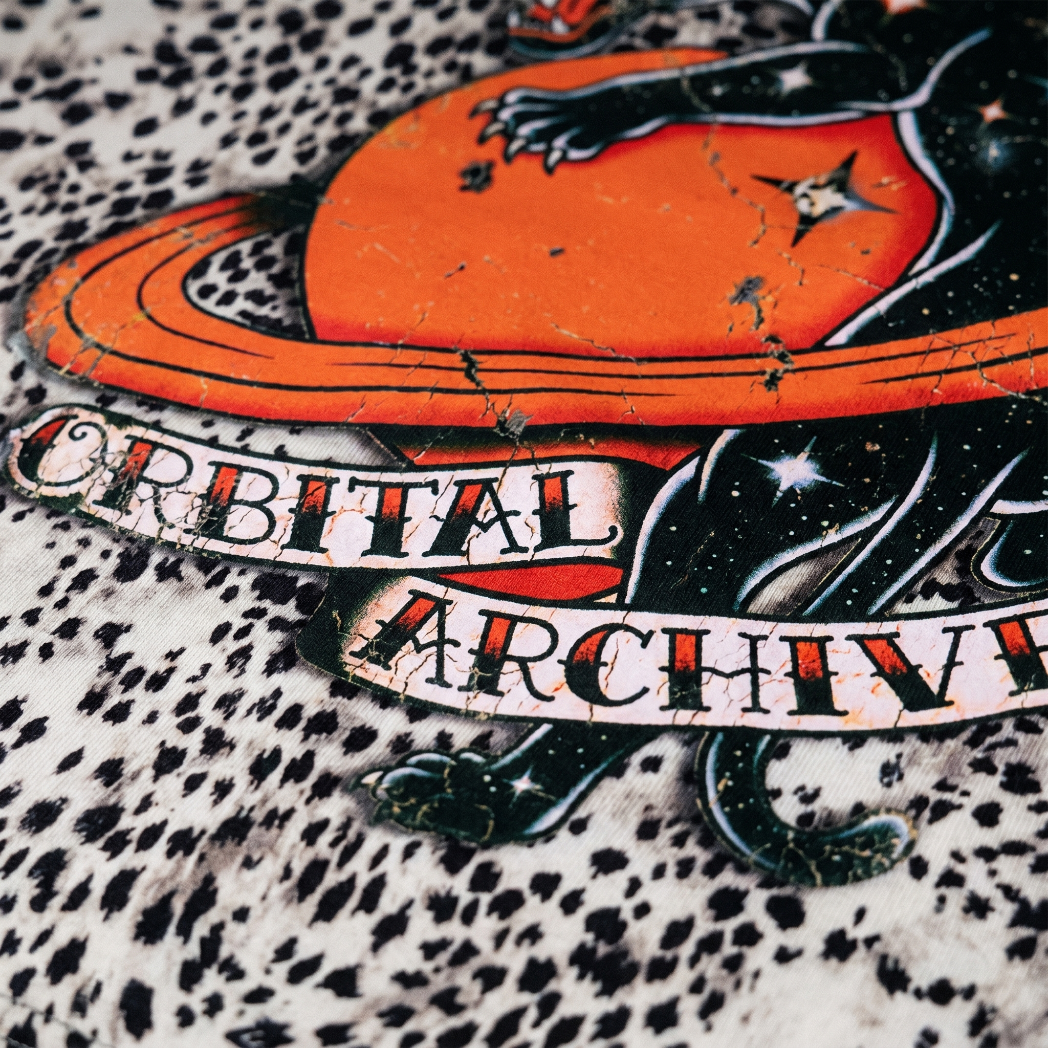 Vintage Space Panther Cheetah Print Boxy T-Shirt | Retro Graphic Tee | Heavyweight Streetwear Tee