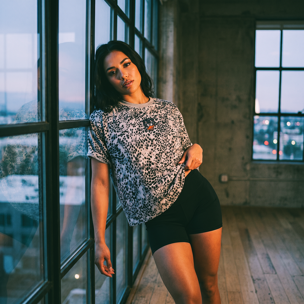 Vintage Space Panther Cheetah Print Boxy T-Shirt | Retro Graphic Tee | Heavyweight Streetwear Tee