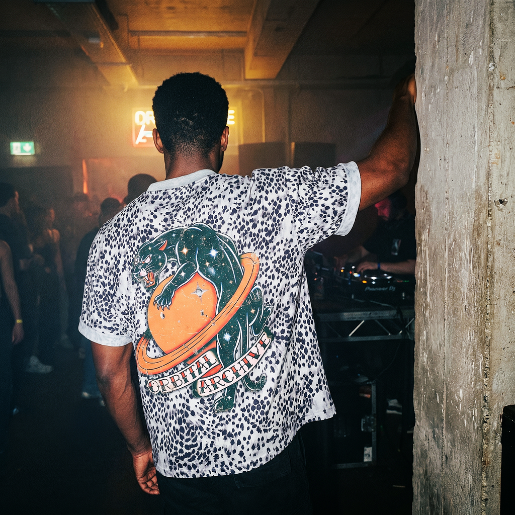 Vintage Space Panther Cheetah Print Boxy T-Shirt | Retro Graphic Tee | Heavyweight Streetwear Tee
