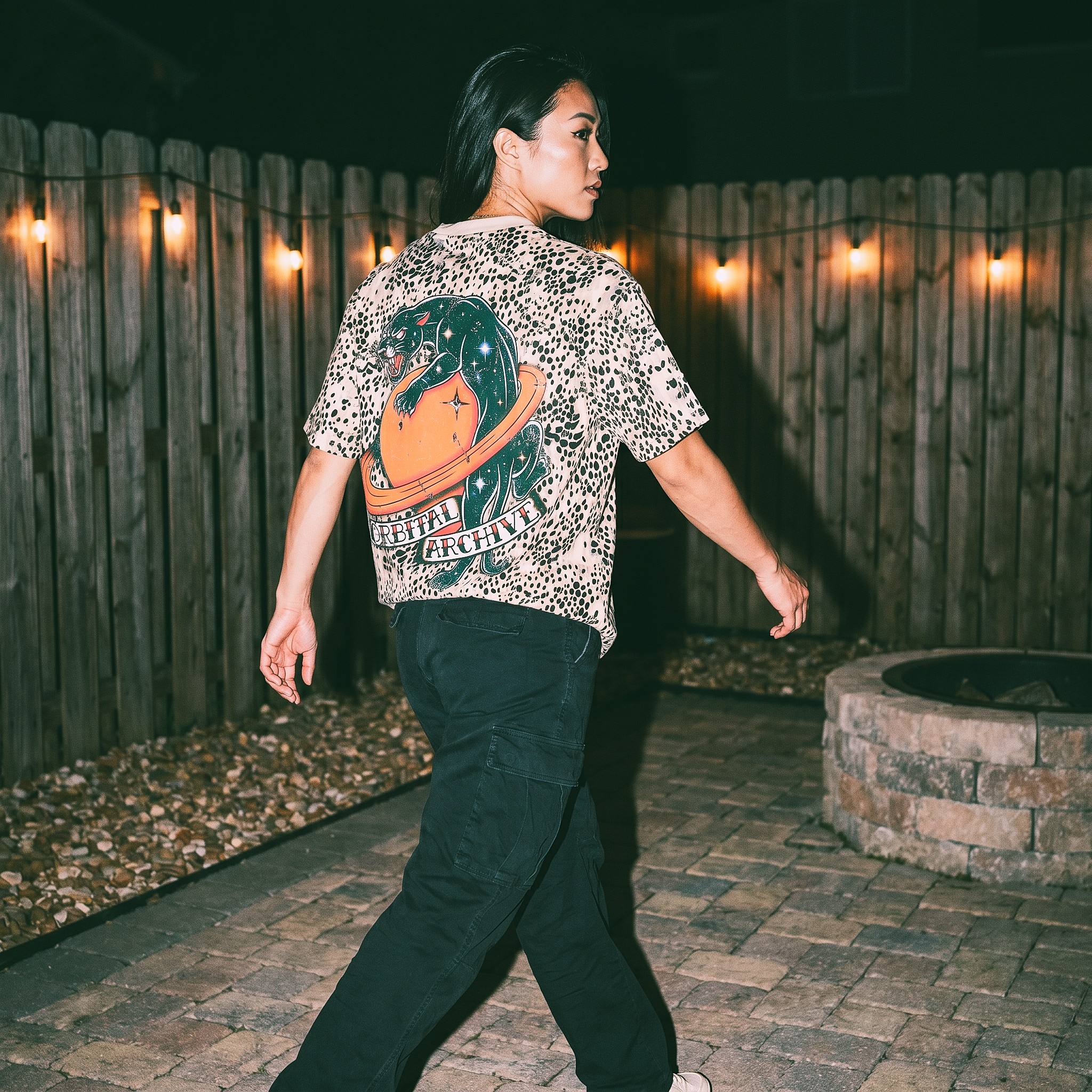 Vintage Space Panther Cheetah Print Boxy T-Shirt | Retro Graphic Tee | Heavyweight Streetwear Tee