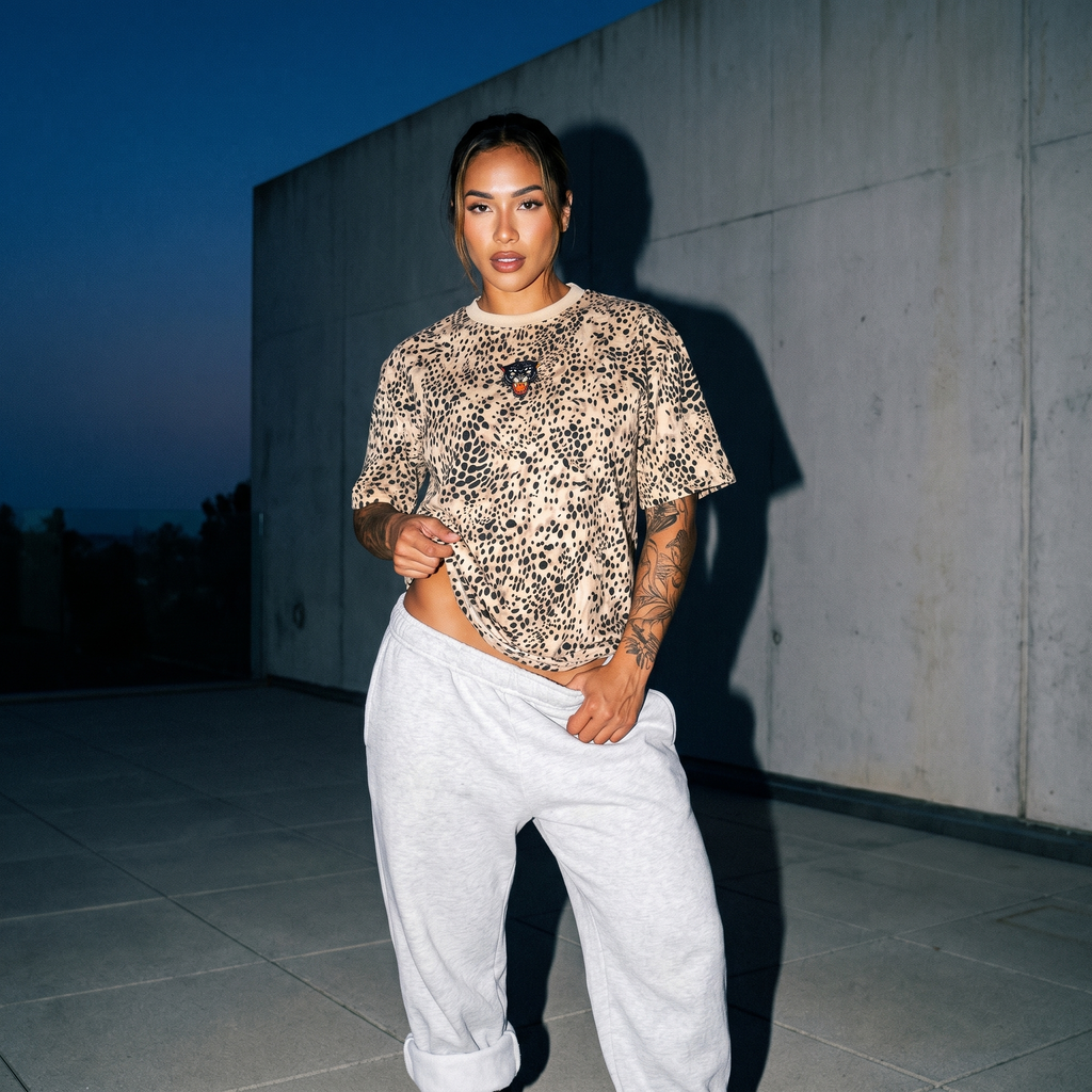 Vintage Space Panther Cheetah Print Boxy T-Shirt | Retro Graphic Tee | Heavyweight Streetwear Tee