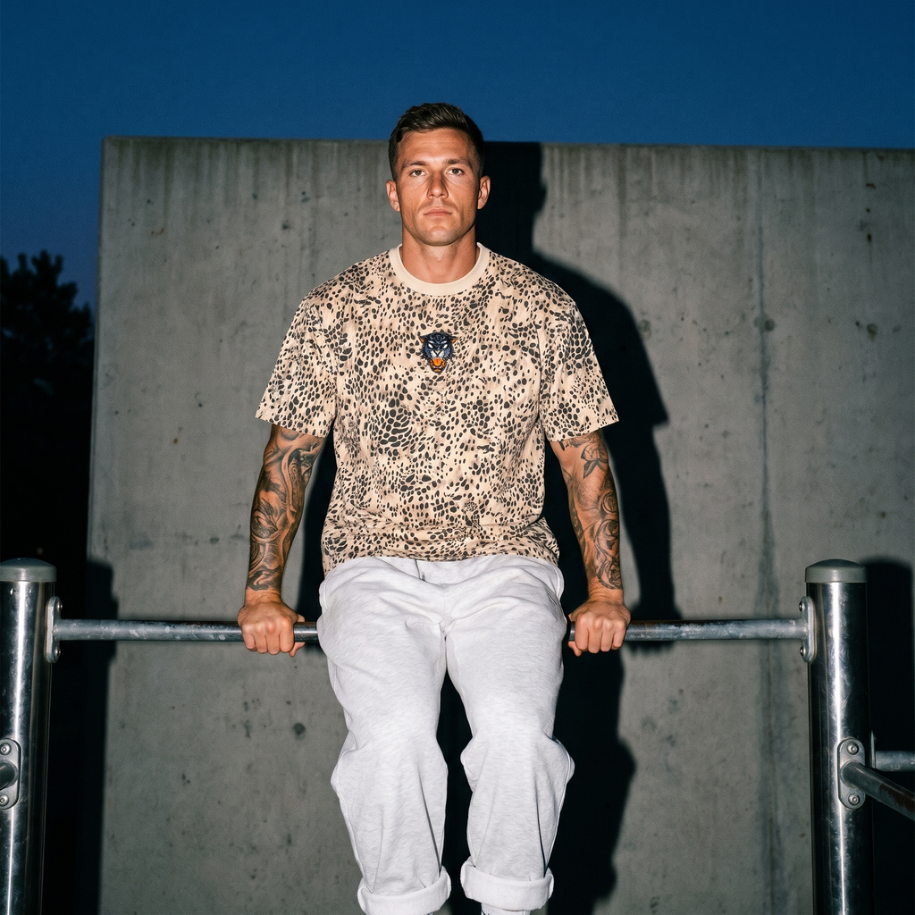 Vintage Space Panther Cheetah Print Boxy T-Shirt | Retro Graphic Tee | Heavyweight Streetwear Tee