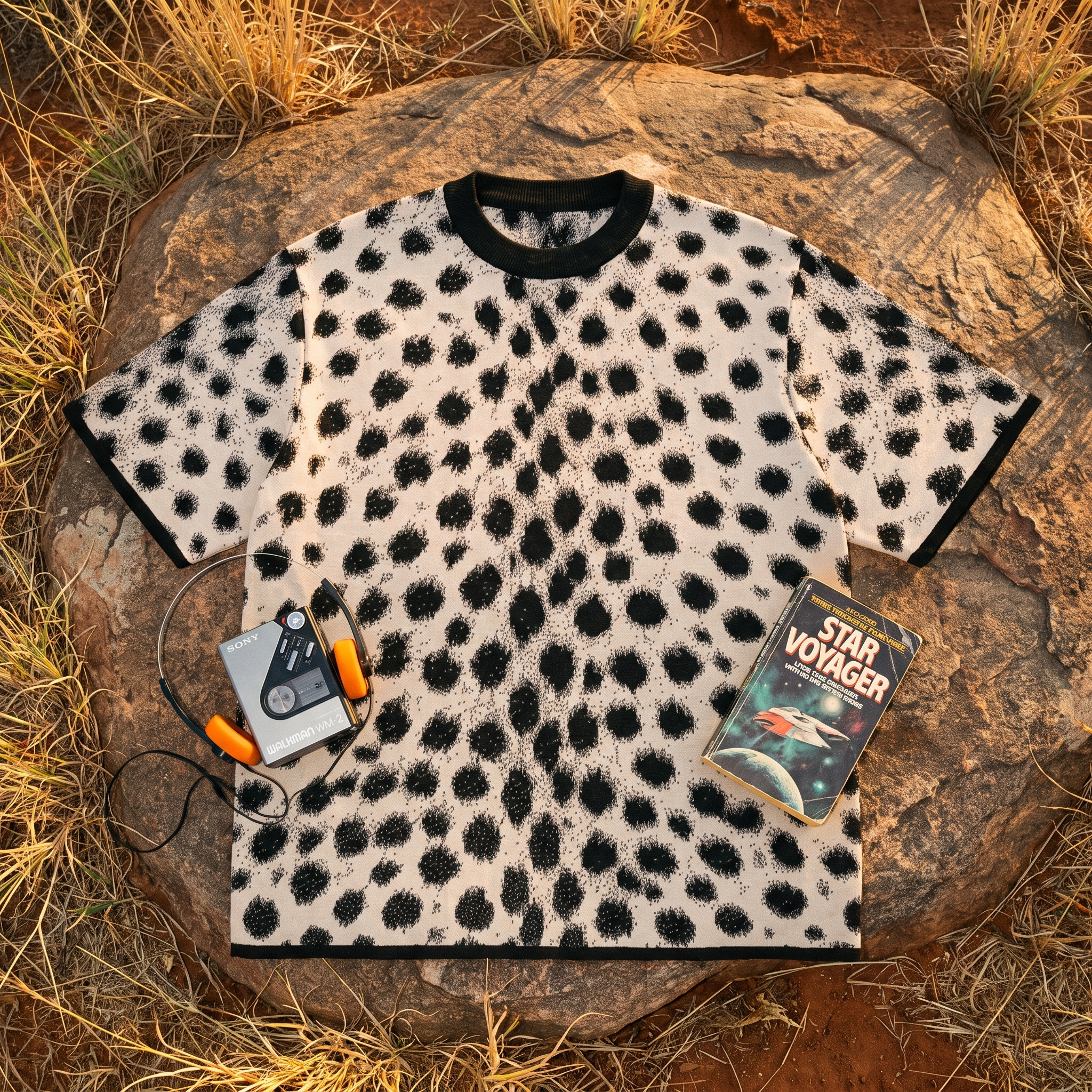 Cheetah Print Knitted T-Shirt — Heavyweight Unisex Jacquard Soft Cotton Blend Knitted Tee — All-Over Animal Print Streetwear
