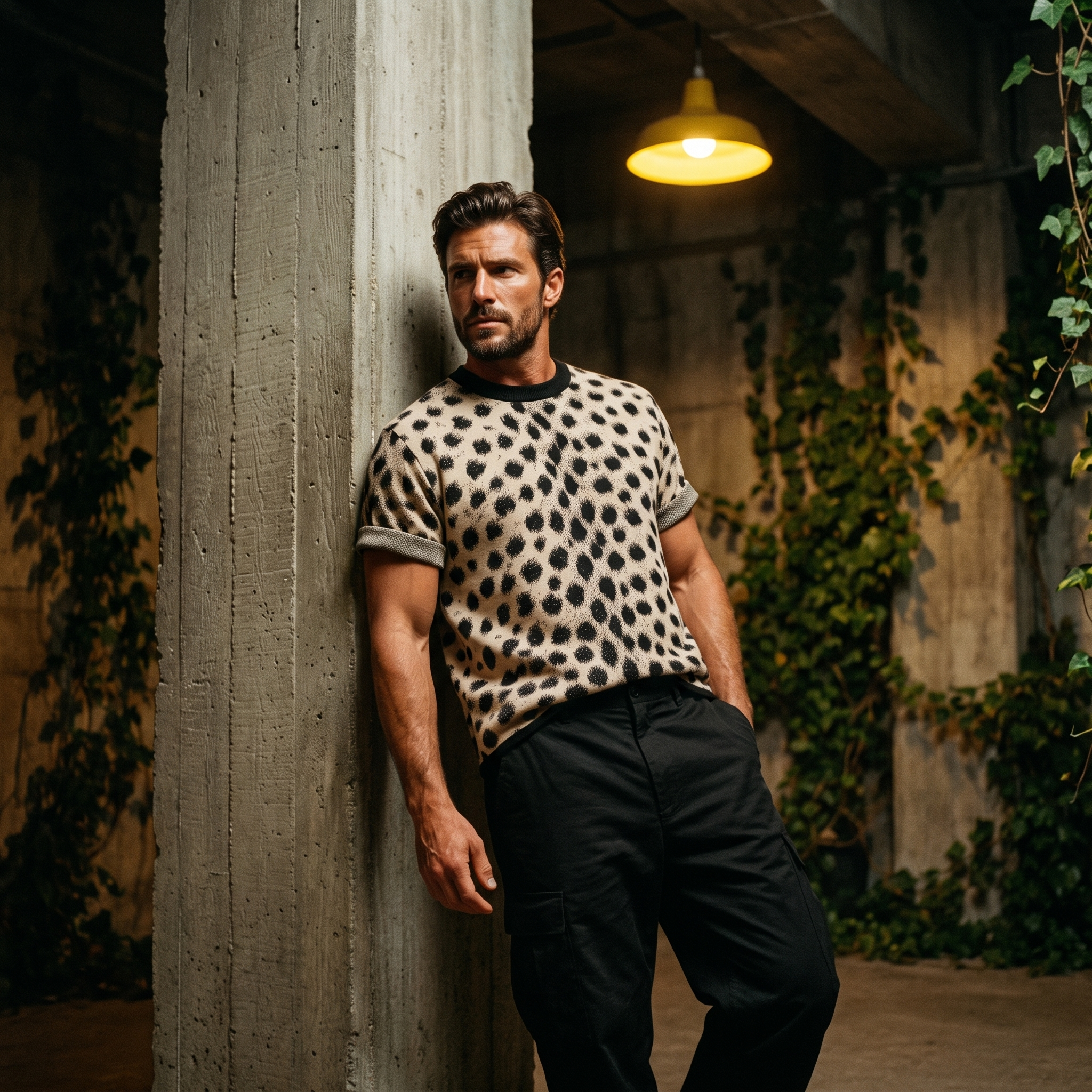 Cheetah Print Knitted T-Shirt — Heavyweight Unisex Jacquard Soft Cotton Blend Knitted Tee — All-Over Animal Print Streetwear
