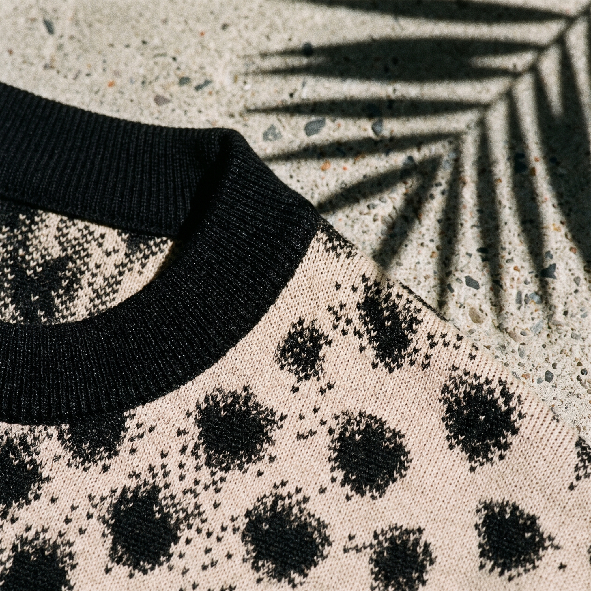 Cheetah Print Knitted T-Shirt — Heavyweight Unisex Jacquard Soft Cotton Blend Knitted Tee — All-Over Animal Print Streetwear