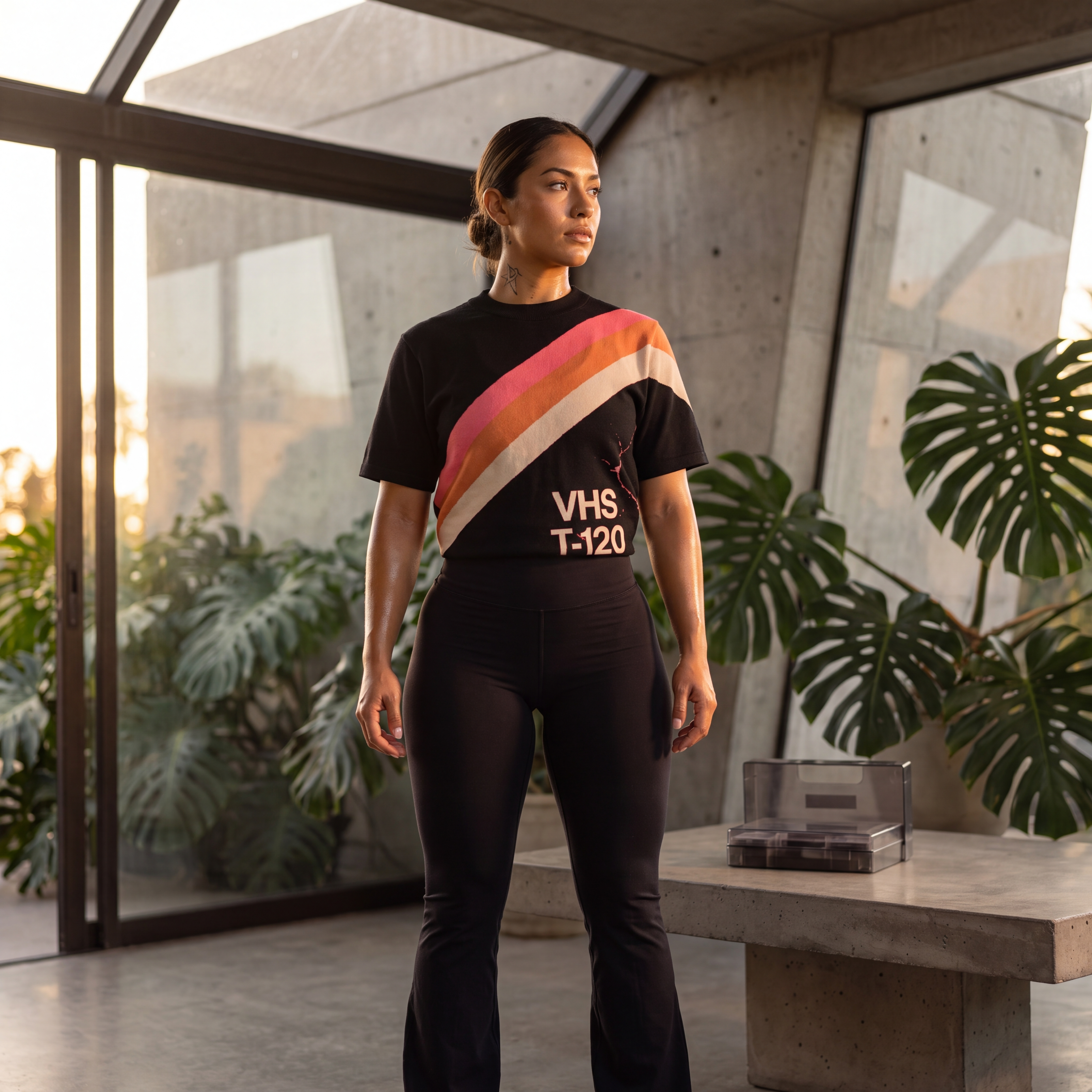 Retro VHS T-Shirt | 80s Synthwave Knit Streetwear | Vintage Tape Cassette Futurism Oversized Unisex Jacquard Tee