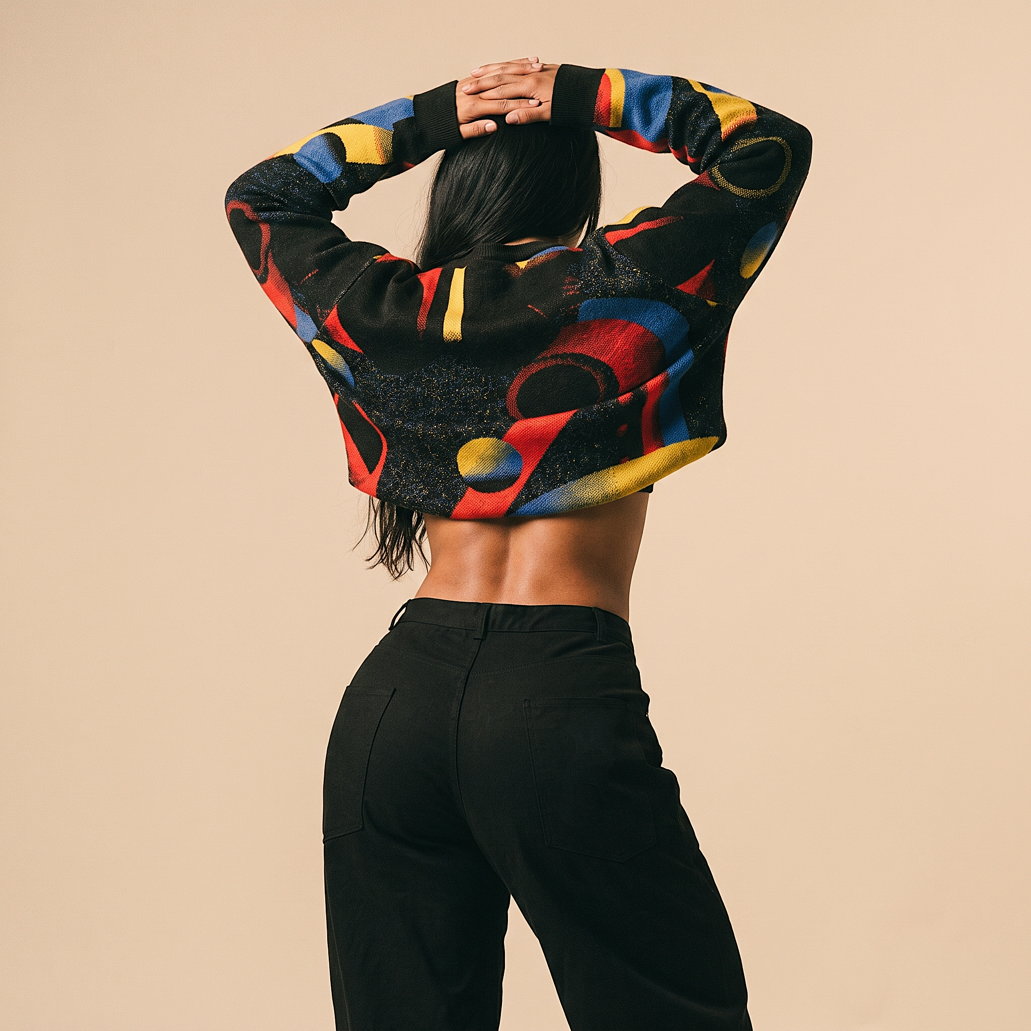Minoan Abstract Retro-Futurist Jacquard Sweater (Relaxed Fit Edition) — Ancient Future Geometric Knit Relaxed Fit Pullover