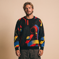 Minoan Abstract Retro-Futurist Jacquard Sweater (Relaxed Fit Edition) — Ancient Future Geometric Knit Relaxed Fit Pullover