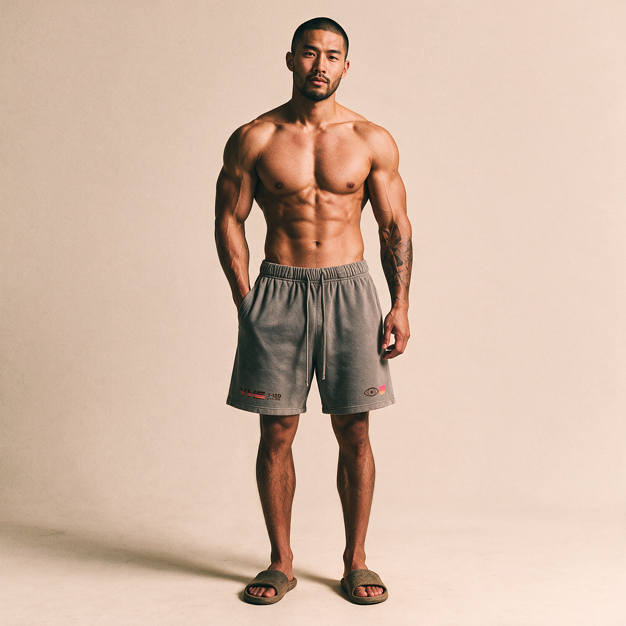 Analog Decay Frayed Boxy Vintage Wash Sweat Shorts - VHS Vaporwave & Greco-Roman Dark Academia Streetwear