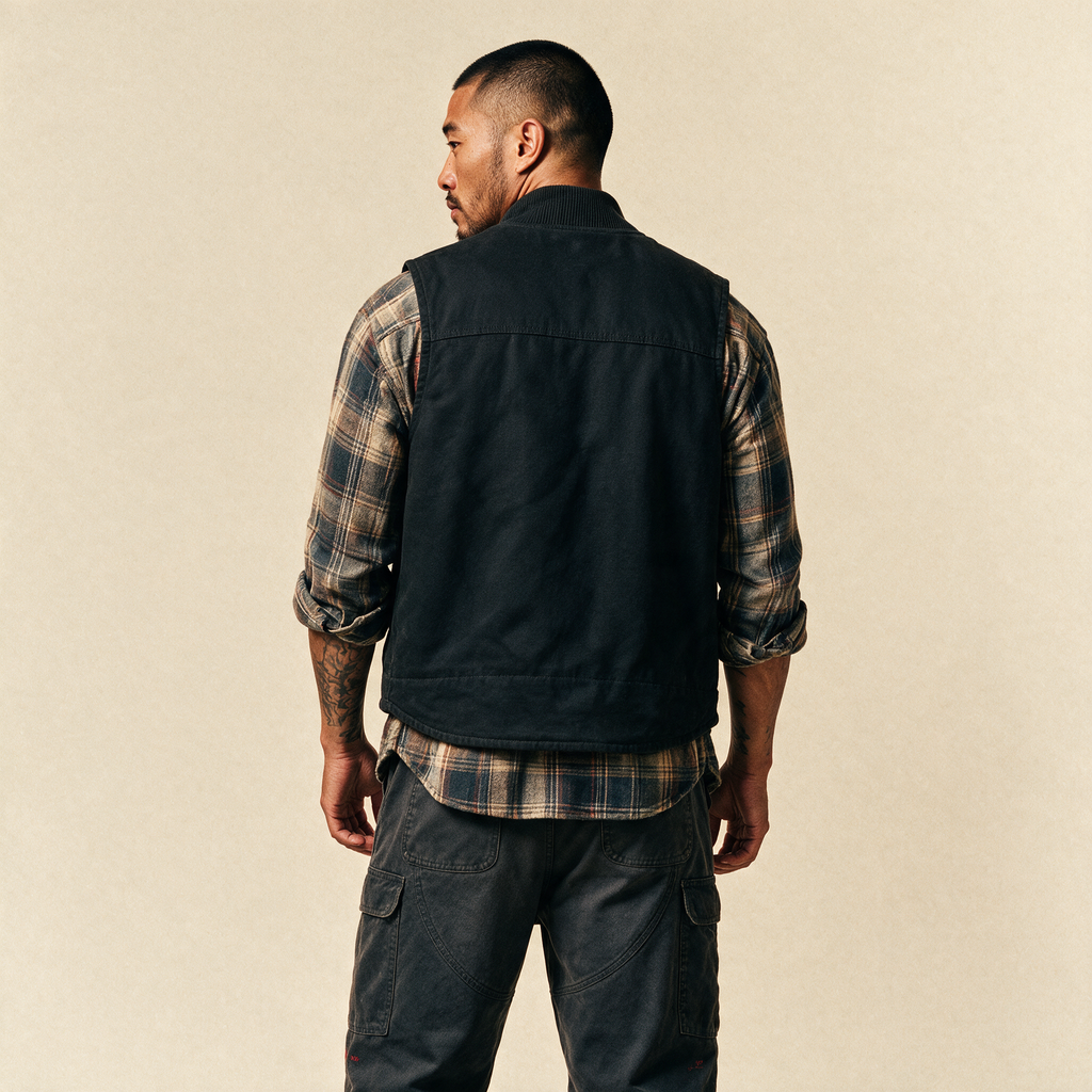 Orange Orbital Archive Planet Logo Embroidered Utility Vest | Workwear Duck Cloth Vest