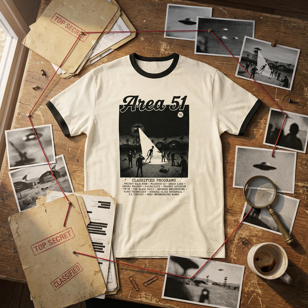 Area 51 Classified Programs Graphic Unisex Ringer T-Shirt | Orbital Archive