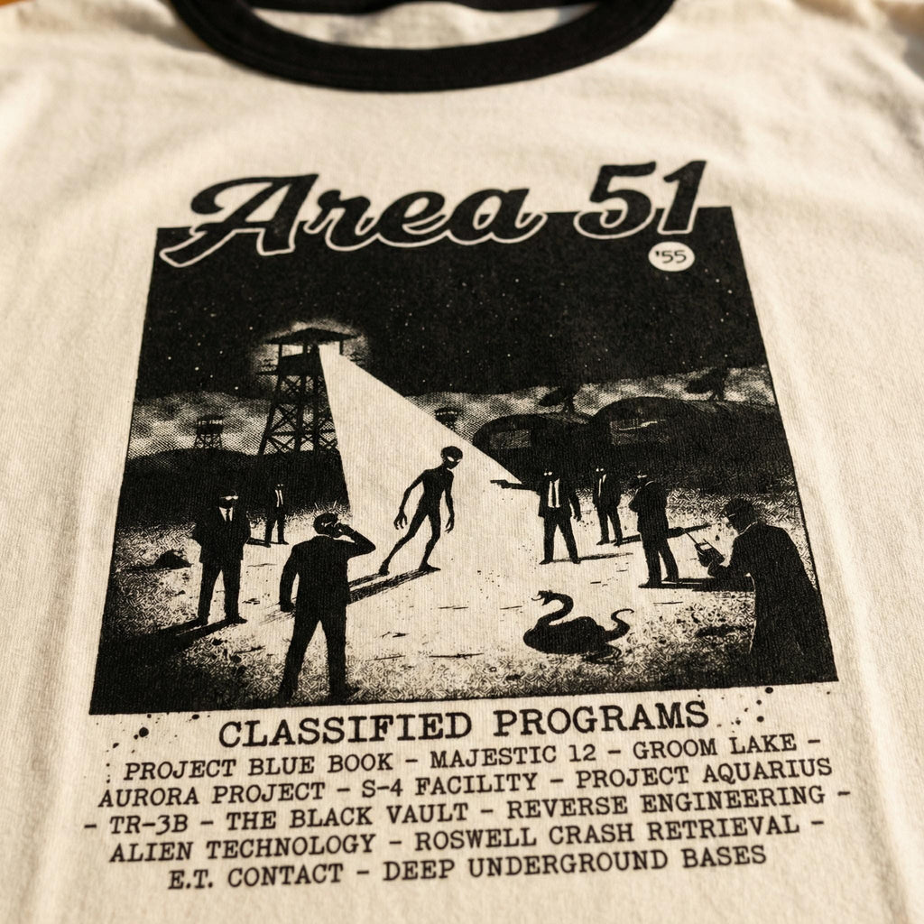 Area 51 Classified Programs Graphic Unisex Ringer T-Shirt | Orbital Archive