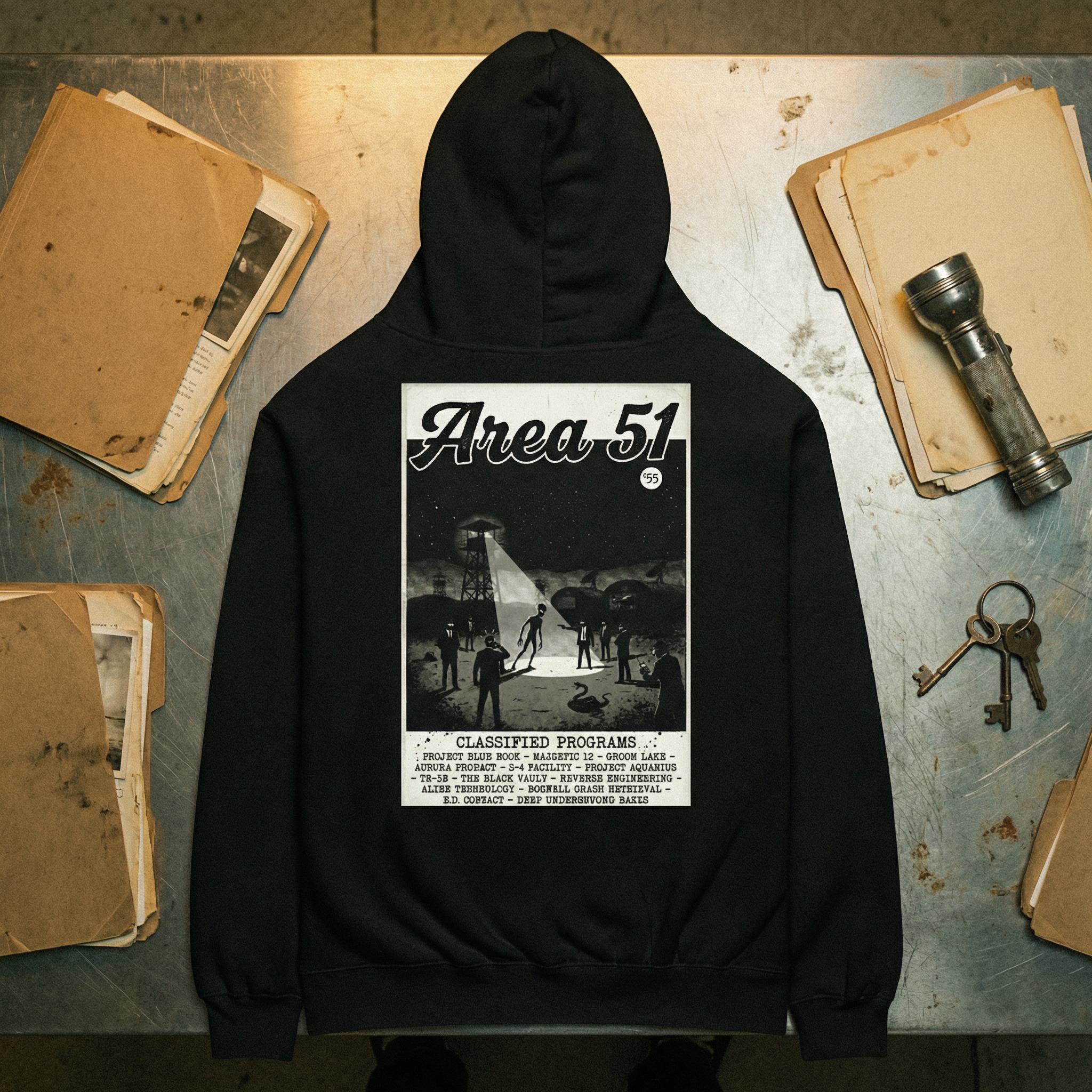 Area 51 Classified Programs Oversized Unisex Graphic Hoodie | Orbital Archive
