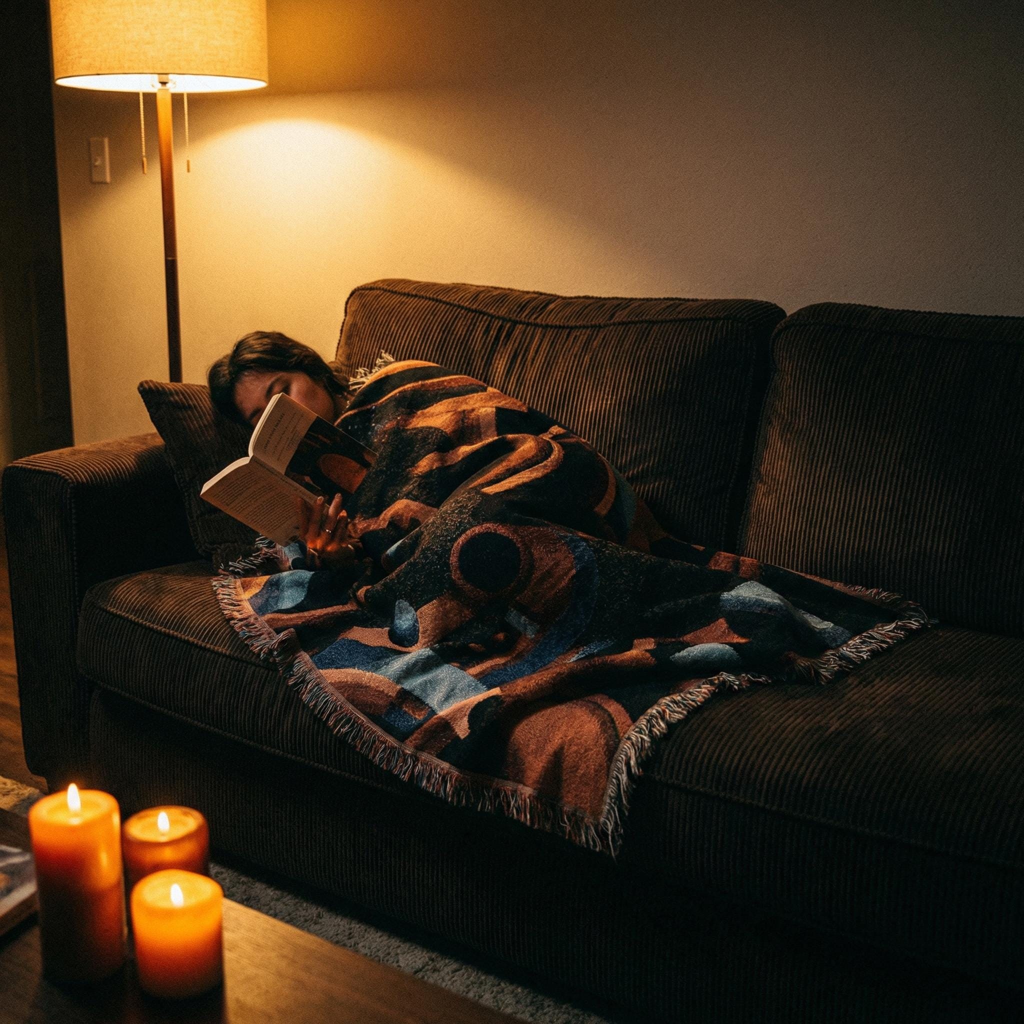 Minoan Abstract Retro-Futurist Woven Blanket