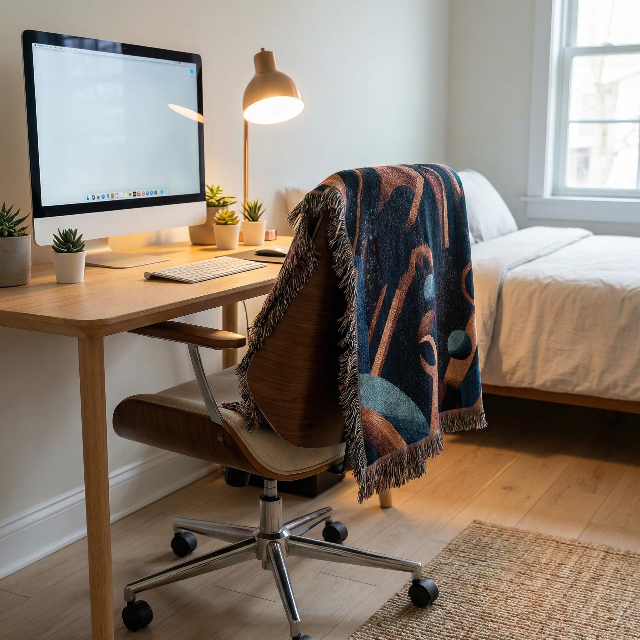 Minoan Abstract Retro-Futurist Woven Blanket