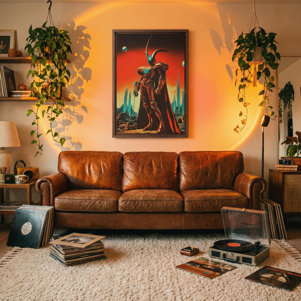 DIGITAL DOWNLOAD: The Arbiter — Retro-Futurist Sci-Fi Framed Canvas — Space Knight Surreal Fantasy Wall Art