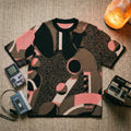 Minoan Abstract Earth-toned Retro-Futurist Jacquard T-Shirt — Ancient Future Geometric Knit Tee - Indie Aesthetic Woven Streetwear